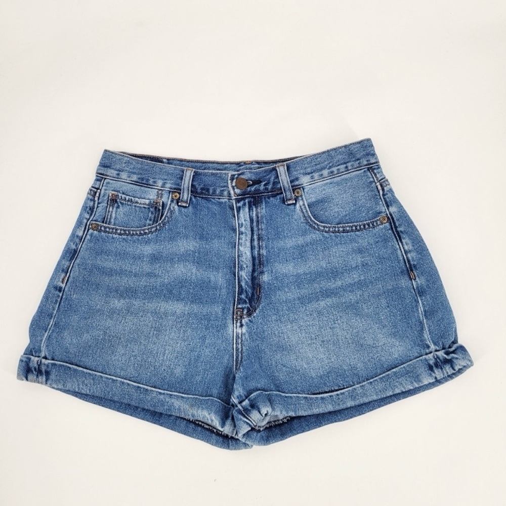 American Eagle High Rise Denim Mom Shorts Blue Jean Size 8